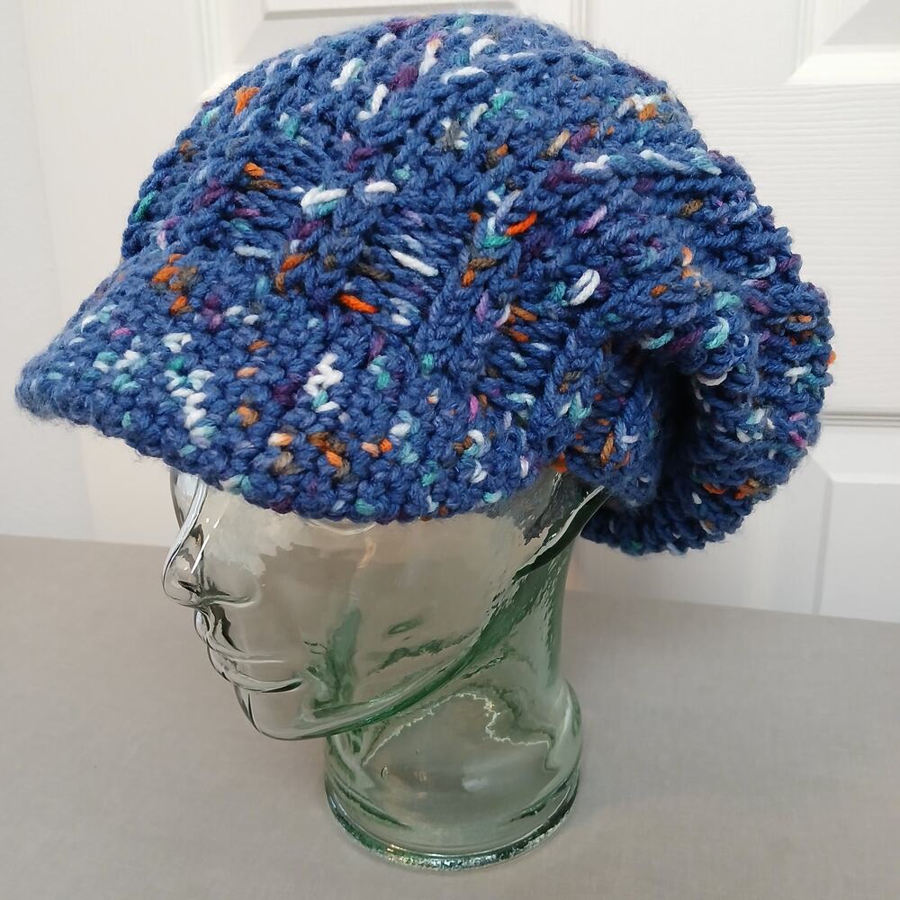 Navy Speckle Slouchy with a Brim OSFM premade newsboy slouch hat boho cottage